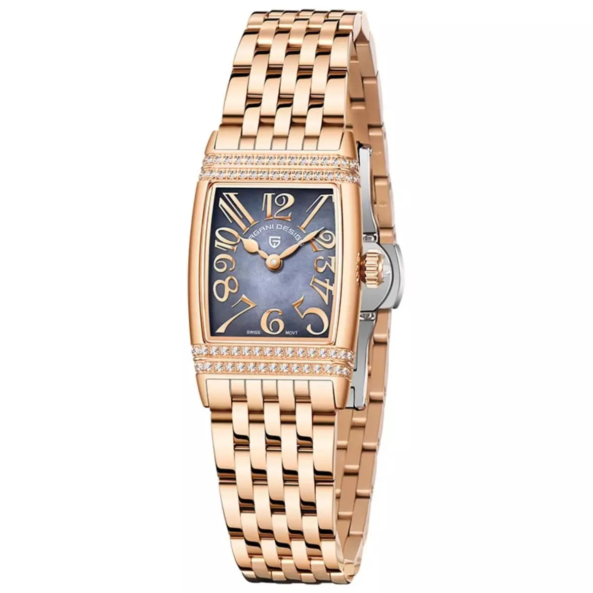 Relógio Feminino Dourado Diamond Purple Gold