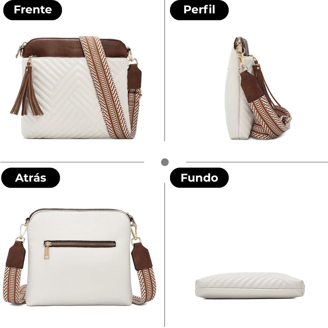 bolsa feminina transversal de couro  Althéna White 2.1