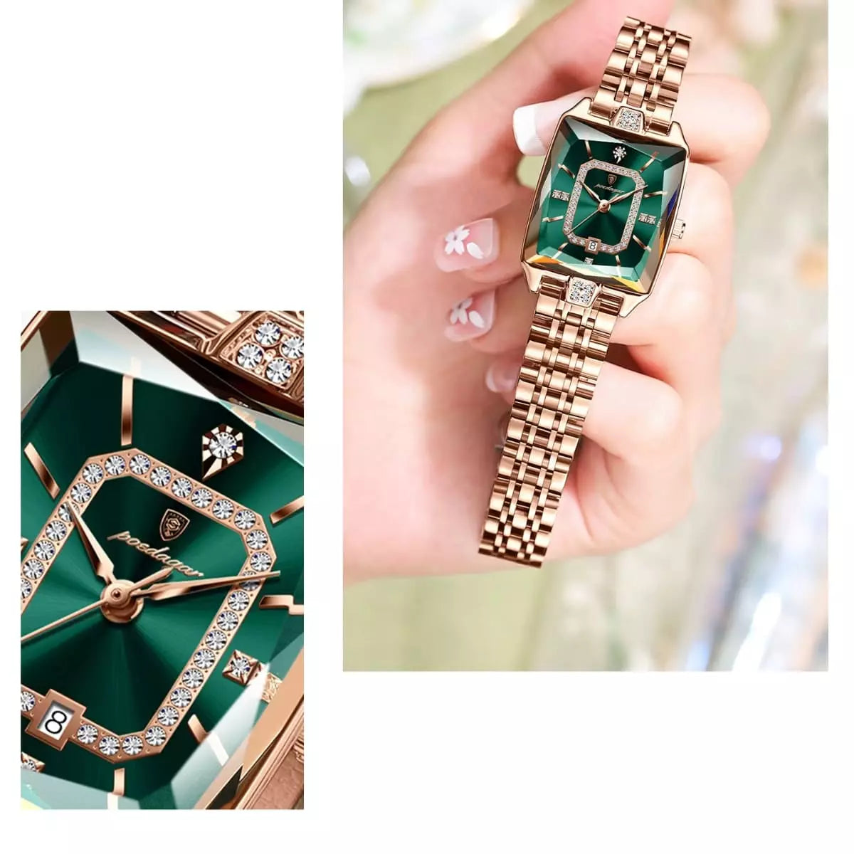 Relogio Feminino Modelo Opaline Emerald Gold