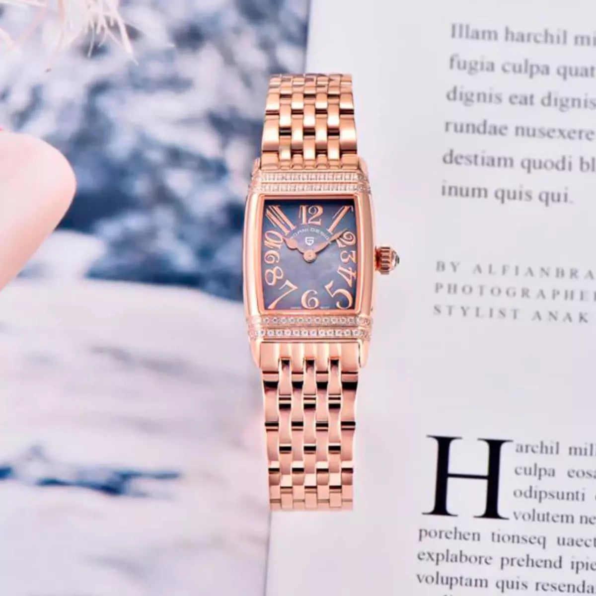 Relógio Feminino Dourado Diamond Purple Gold