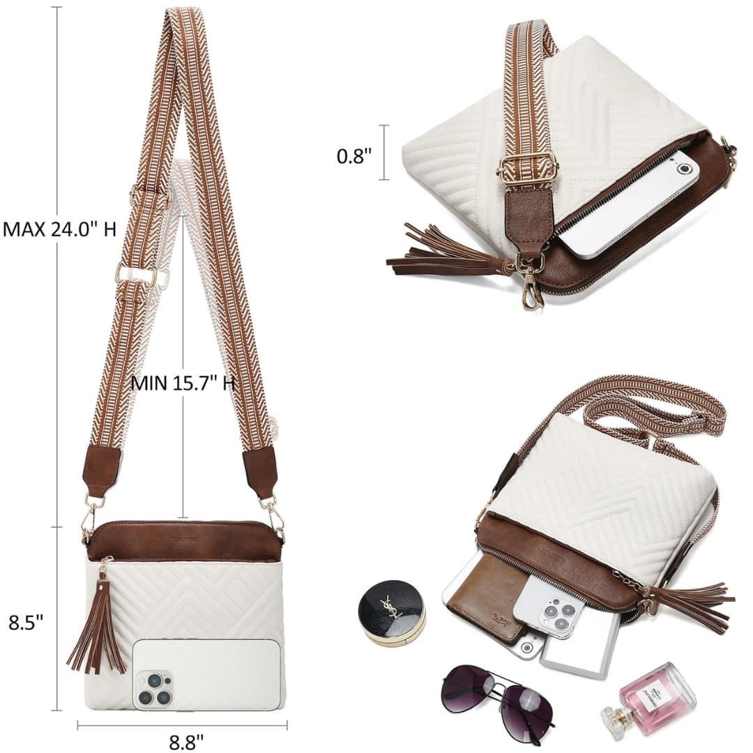 bolsa feminina transversal de couro  Althéna White 2.3