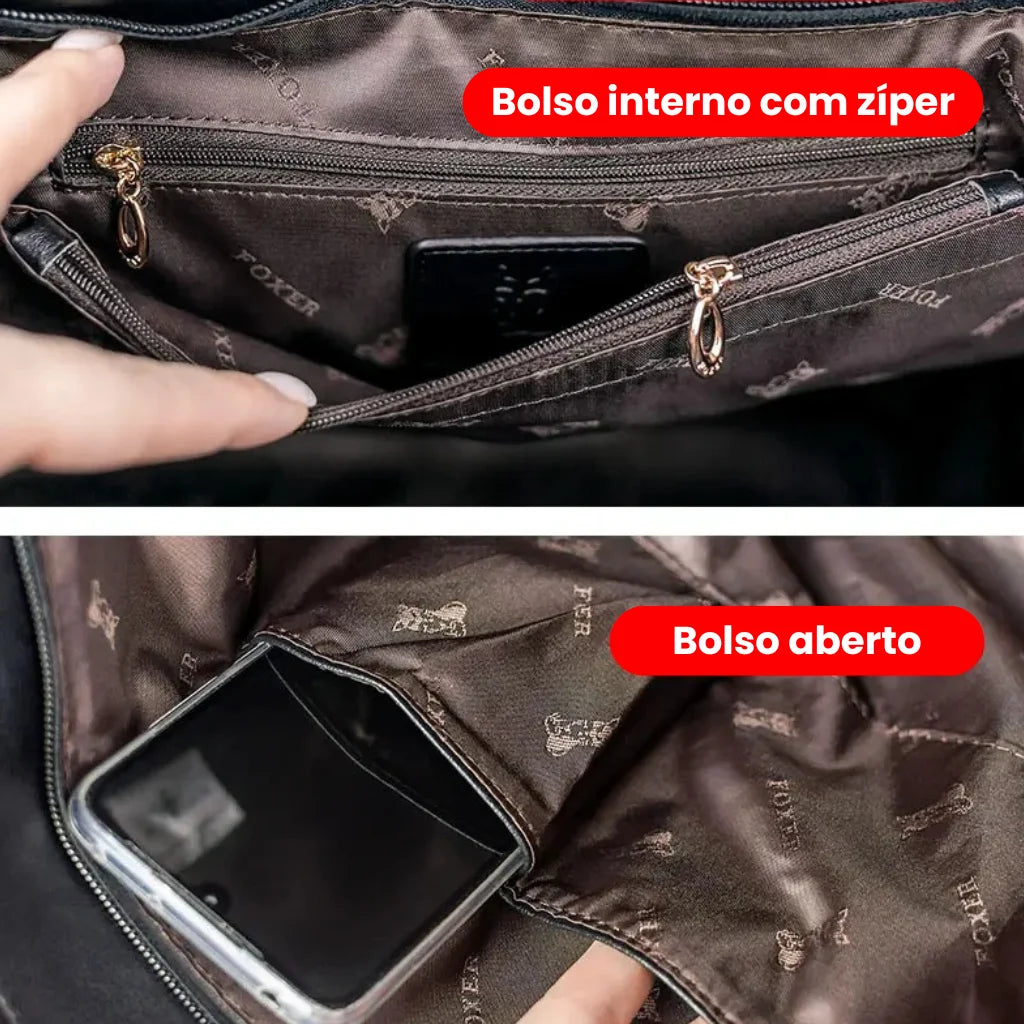 bolsa feminina grande preta compartimentos  internos