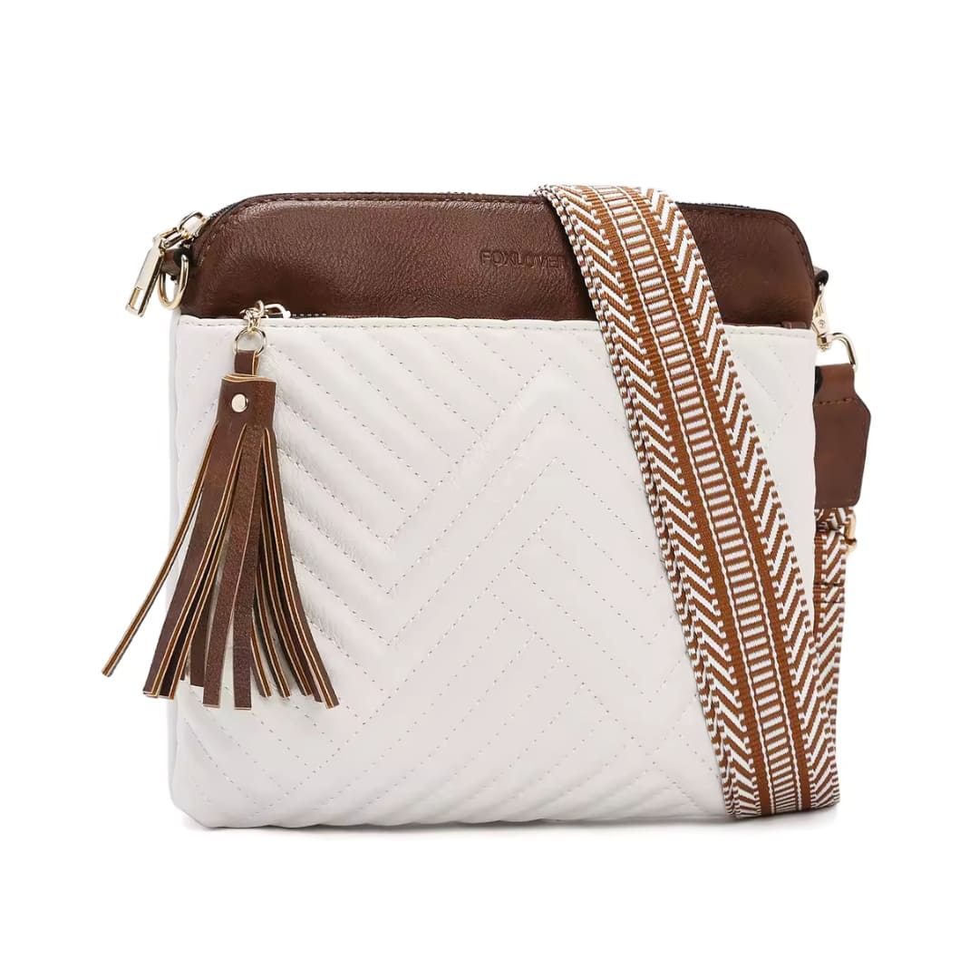 bolsa feminina transversal de couro media Althéna White 2.4