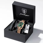 Relogio Feminino Modelo Opaline Emerald Gold