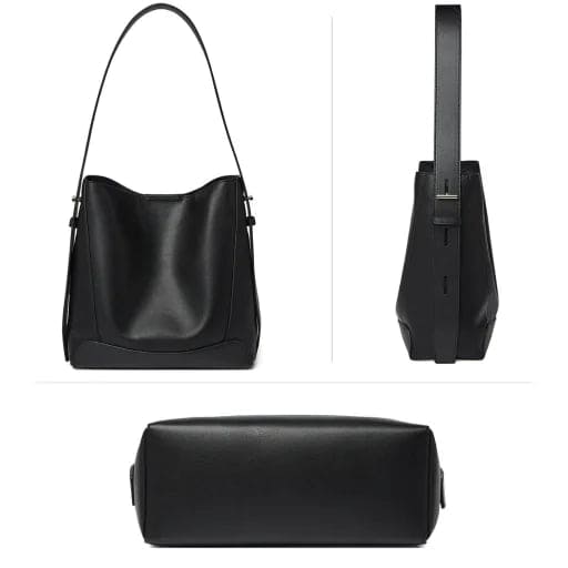 Bolsa feminina preta grande feita em couro