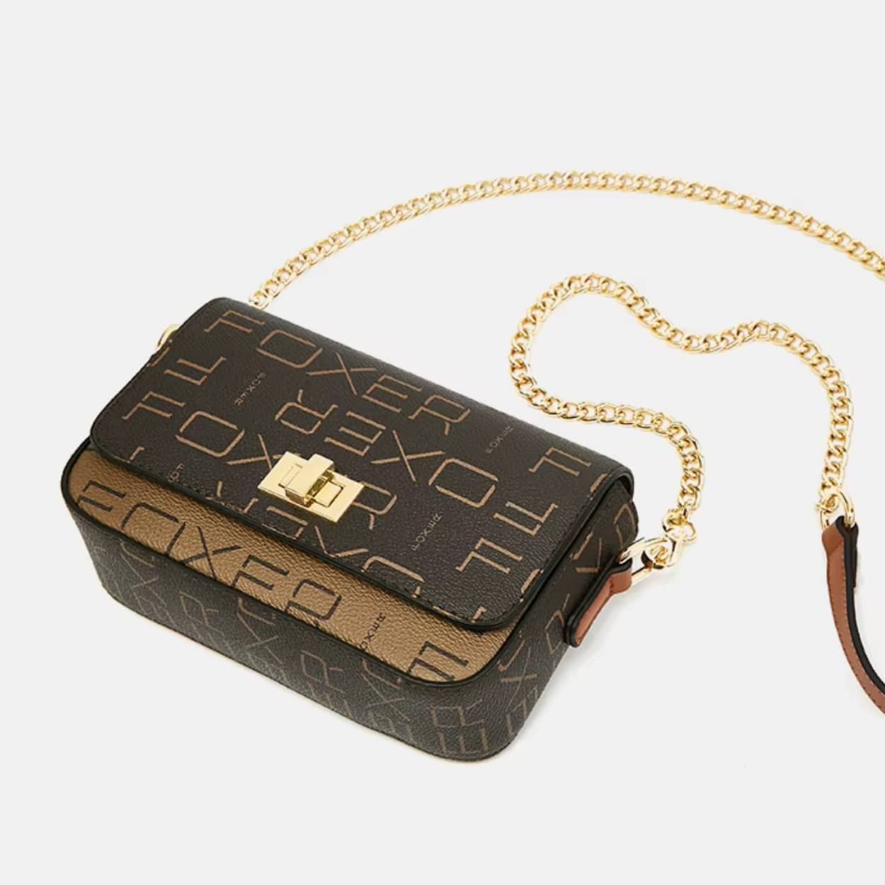 bola feminina transversal de couro refinado  Lady Brown  