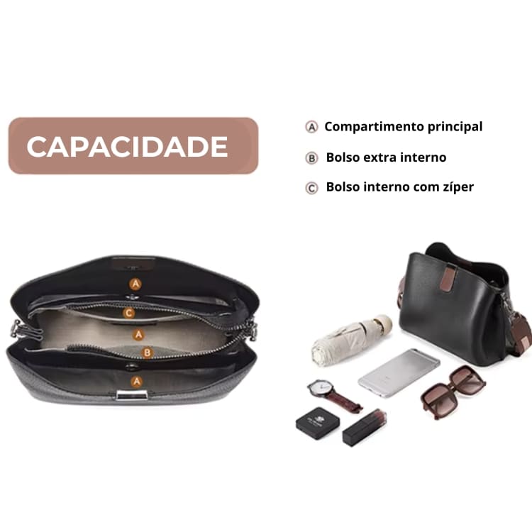 Bolsa Feminina Transversal Modelo  Foxer Valmont Brown