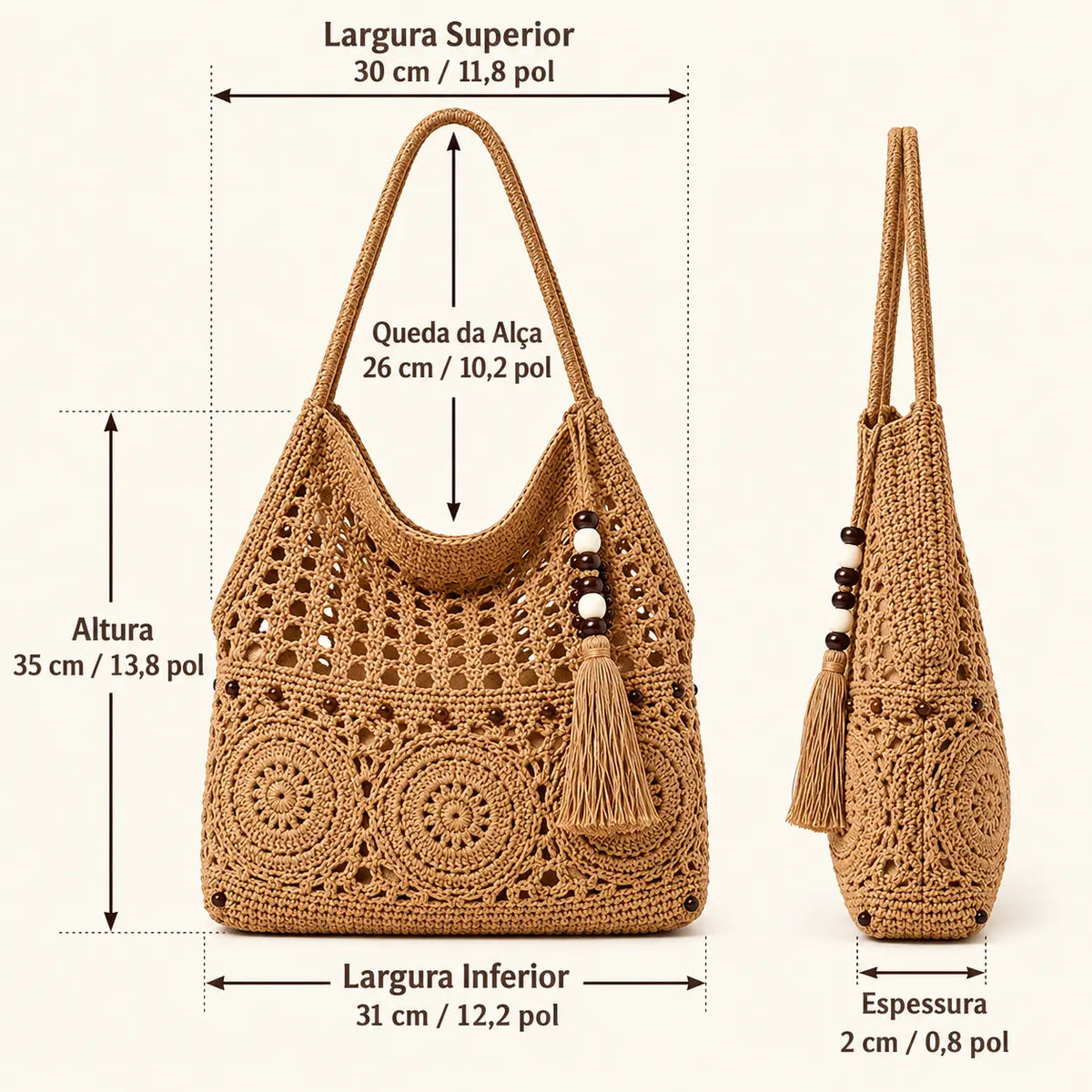 Bolsa de Praia Chic Lavinni Milos Coffe