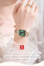 Relogio Feminino Modelo Opaline Emerald Gold