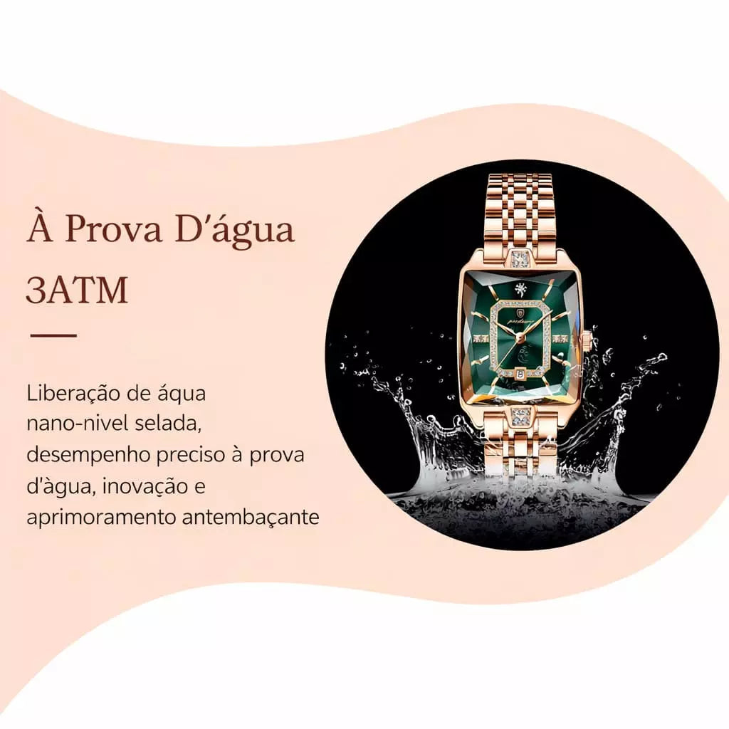 Relogio Feminino Modelo Opaline Emerald Gold