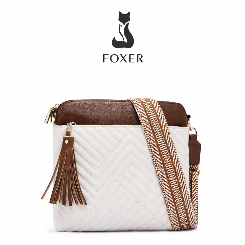 bolsa feminina transversal de couro media Althéna White