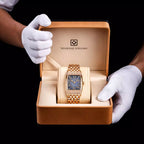 Relógio Feminino Dourado Diamond Purple Gold