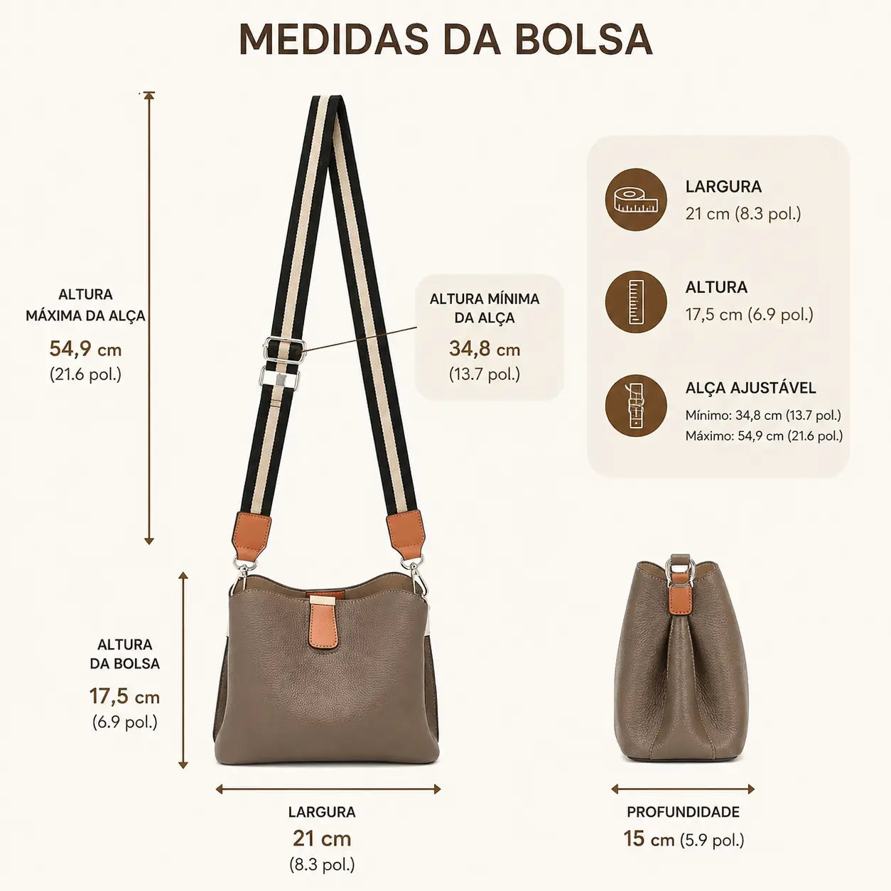 Bolsa Feminina Transversal  Valmont Brown