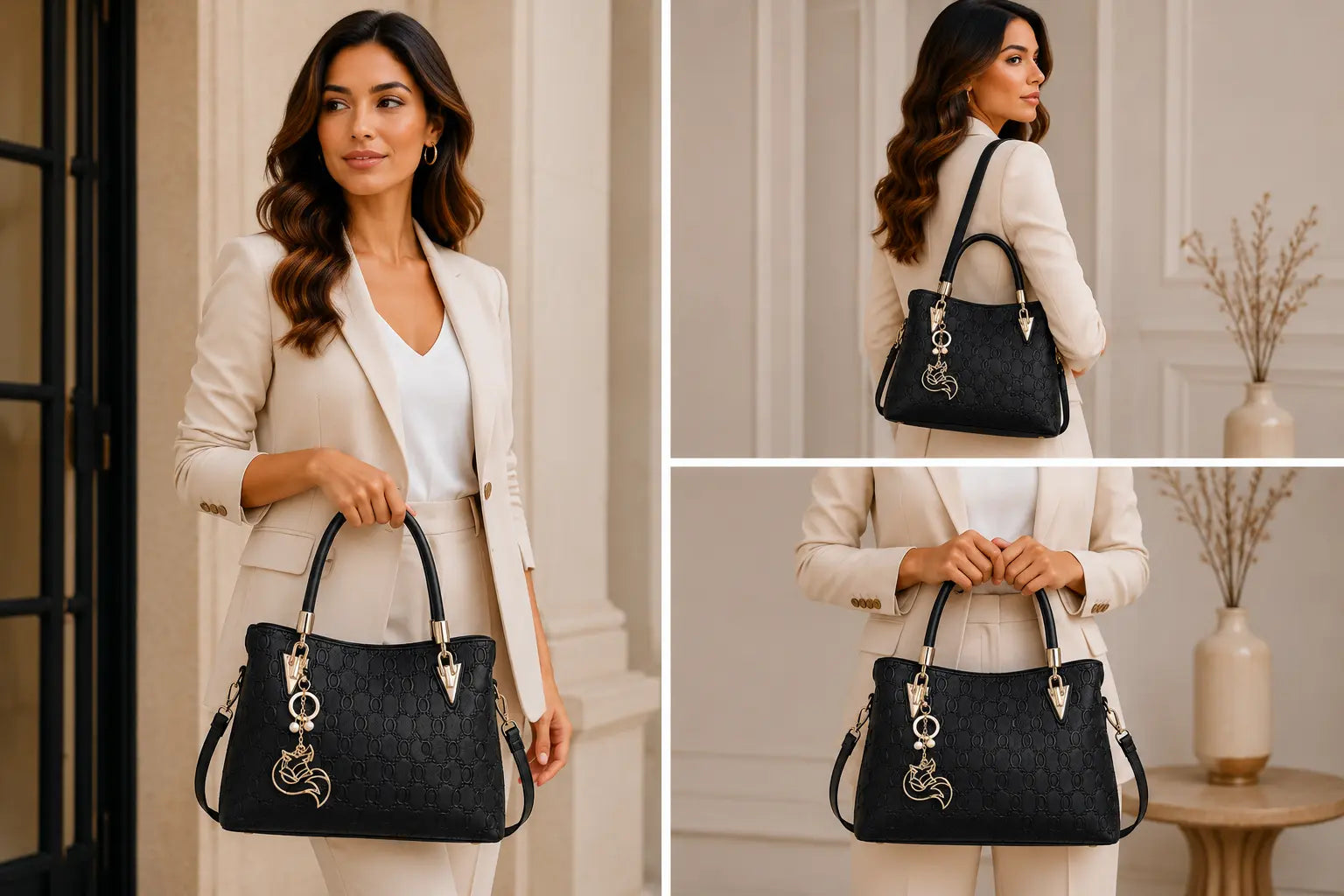 Bolsa Feminina Grande Foxer Mdelo Alma Black
