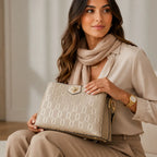 Bolsa Feminina Transversal Modelo Foxer Dauphine Beige