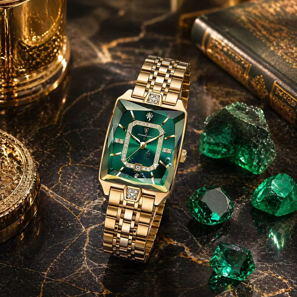 Relogio Feminino Modelo Opaline Emerald Gold
