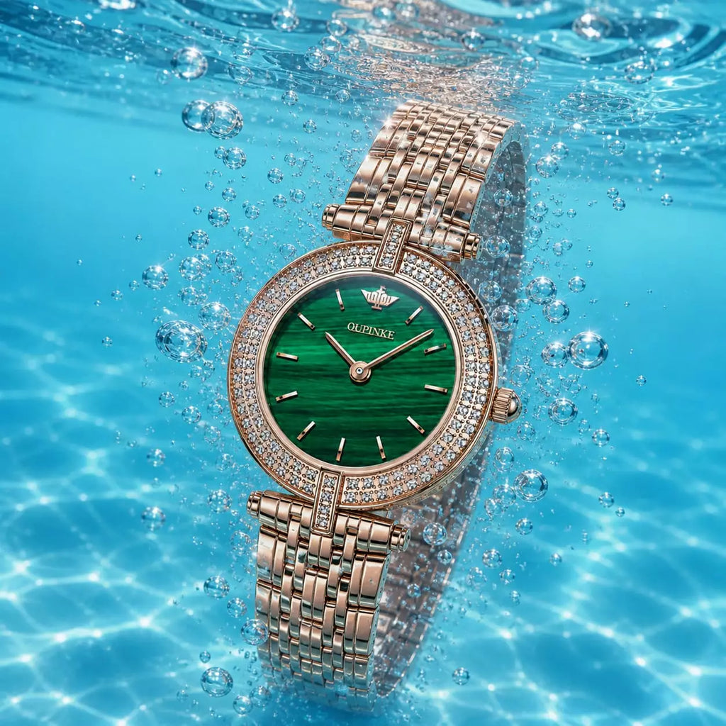 Relógio Feminino Dourado Celebriné Green Gold