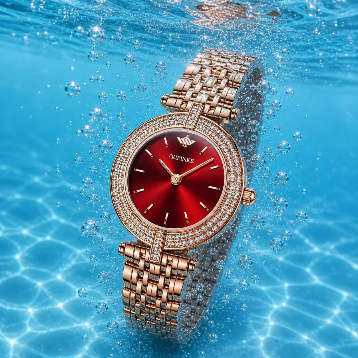 Relógio Feminino Dourado Celebriné Red Gold