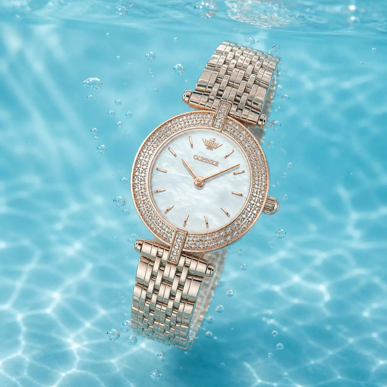Relógio Feminino Dourado Celebriné Gold White