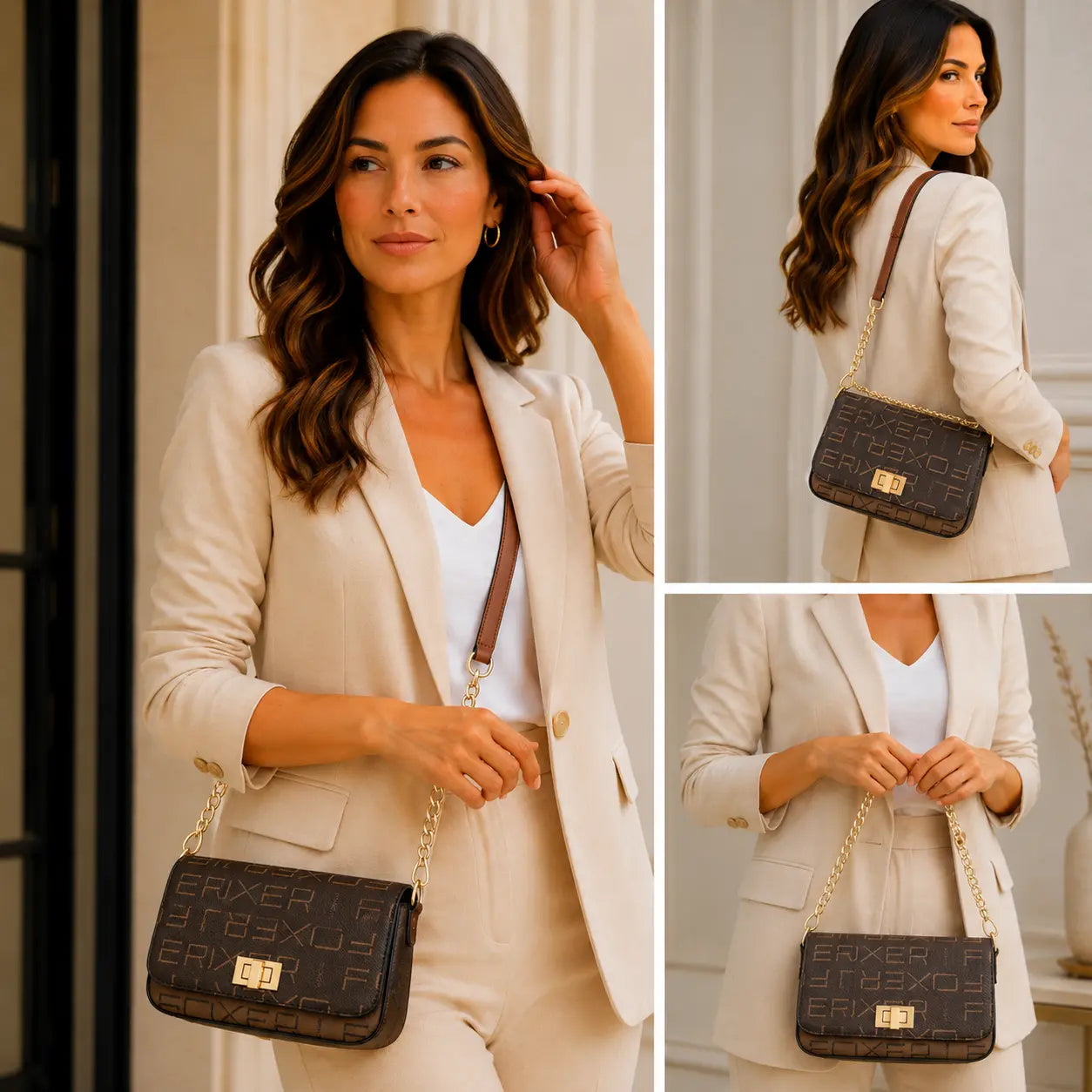 Bolsa Feminina Transversal Modelo Foxer Modelo Lady Brown