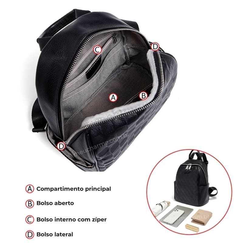 mochila feminina de couro spine blsck1.2