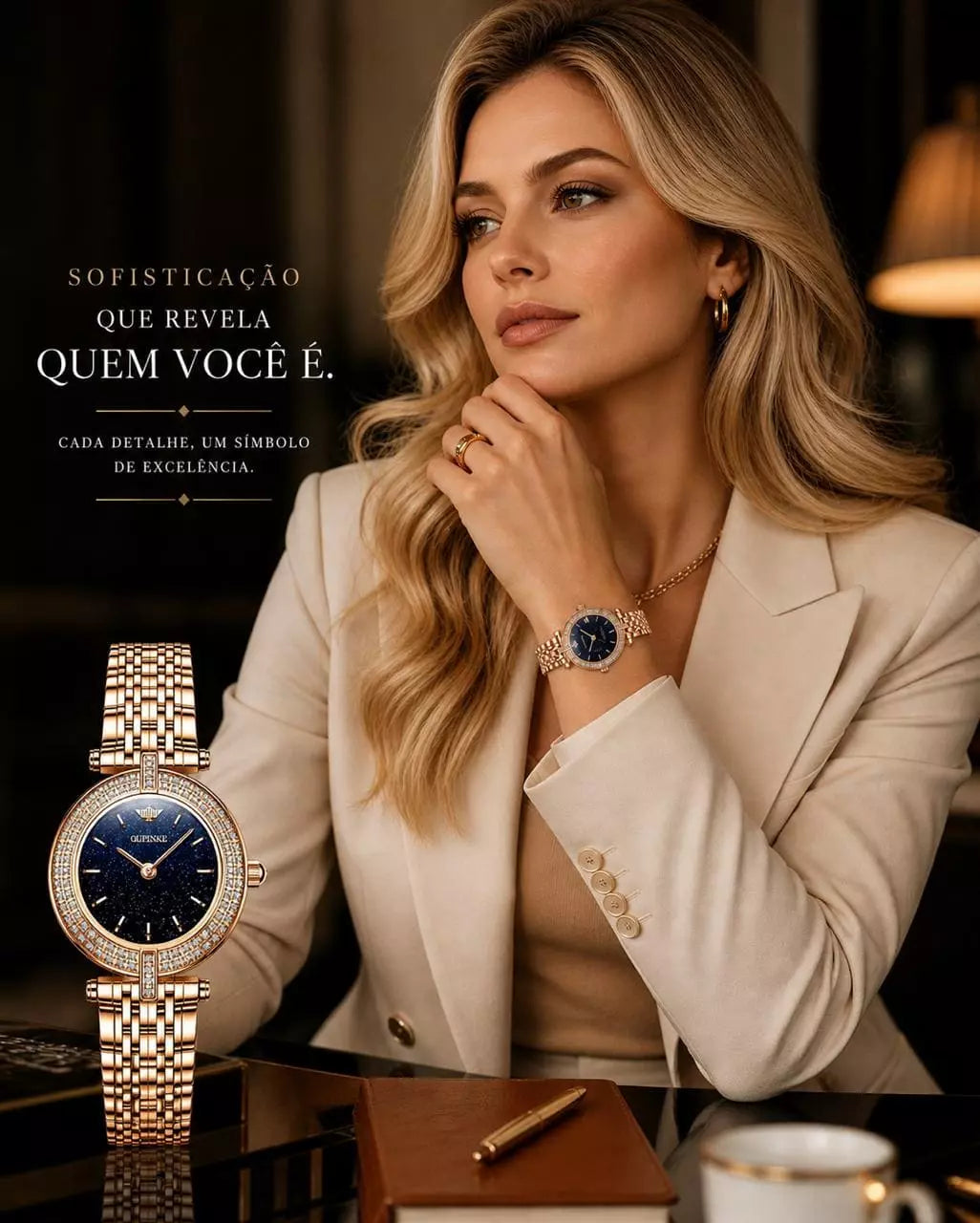 Relógio Feminino Azul Celebriné Blue Gold