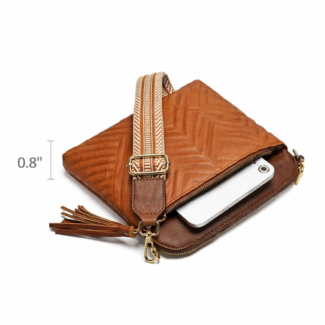 bolsa feminina transversal de couro Athena brown 2.3