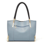 bolsa feminina grande feita em couro, cor azul