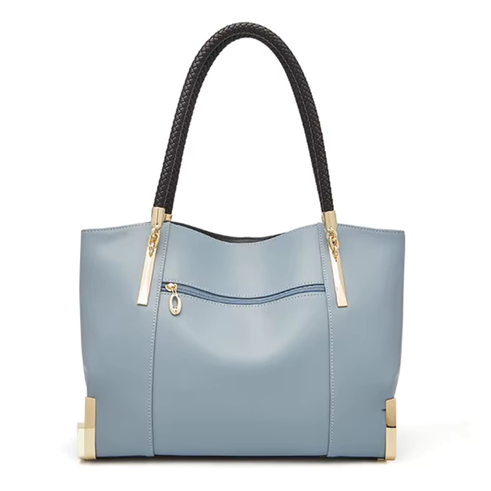 bolsa feminina grande feita em couro, cor azul