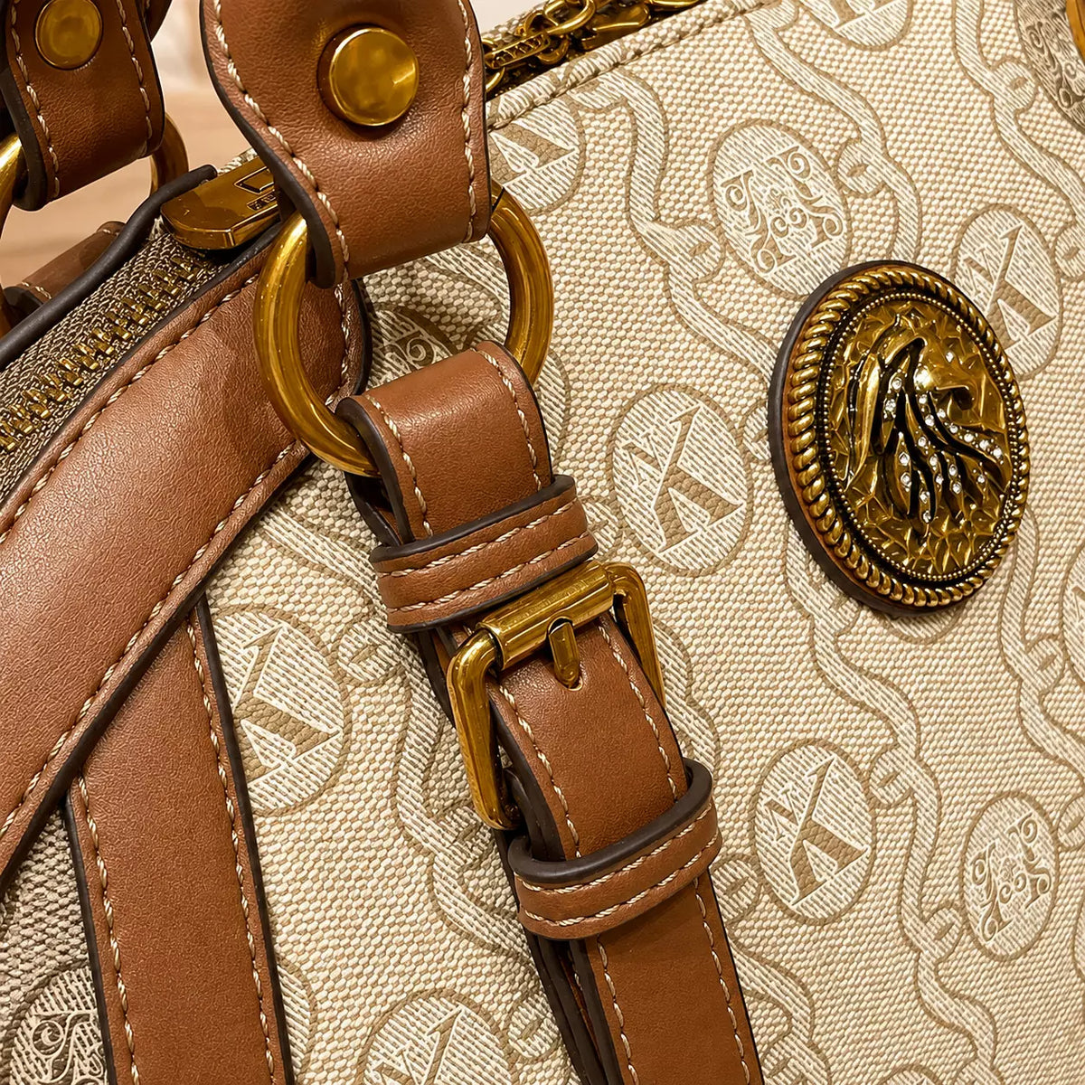 bolsa feminia media Siena Beige acabamento alto padrão