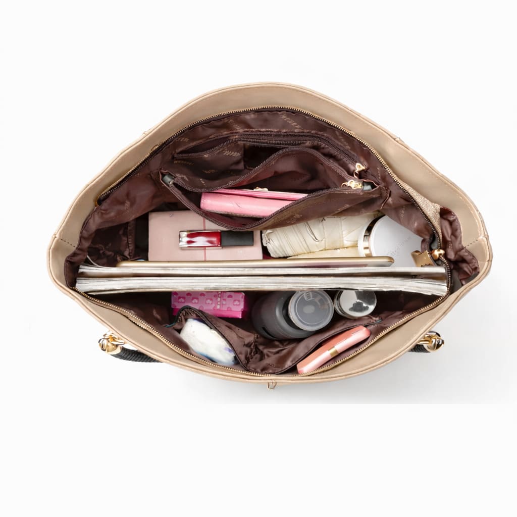 Bolsa Feminina Grande Foxer Modelo Velluto Beige