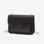 Bolsa feminina transversal preta com acabamento premium
