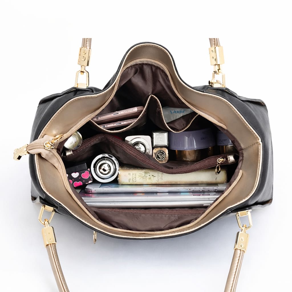 Bolsa Feminina Grande Transversal Foxer Modelo Essène Black