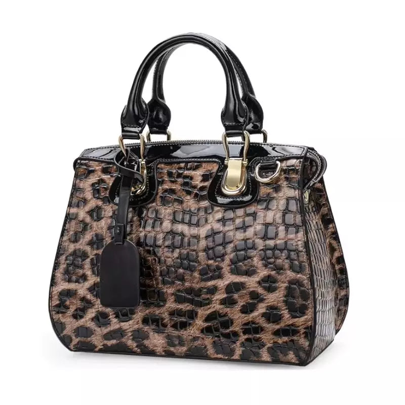 bolsa feminia de couro elegante Vittoria Leopard