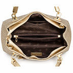 bolsa feminina media espaçosa em couro