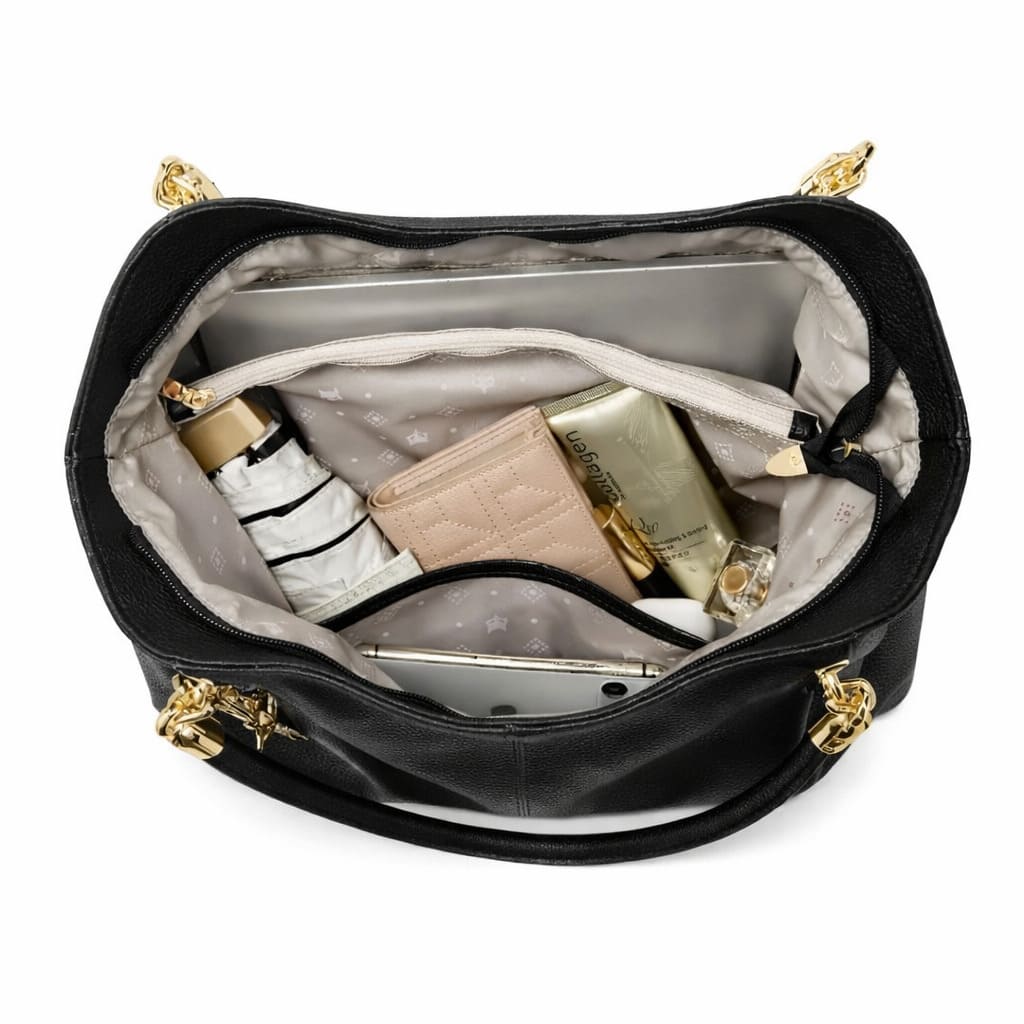 bolsa feminina de couro Saint Germain Black preta