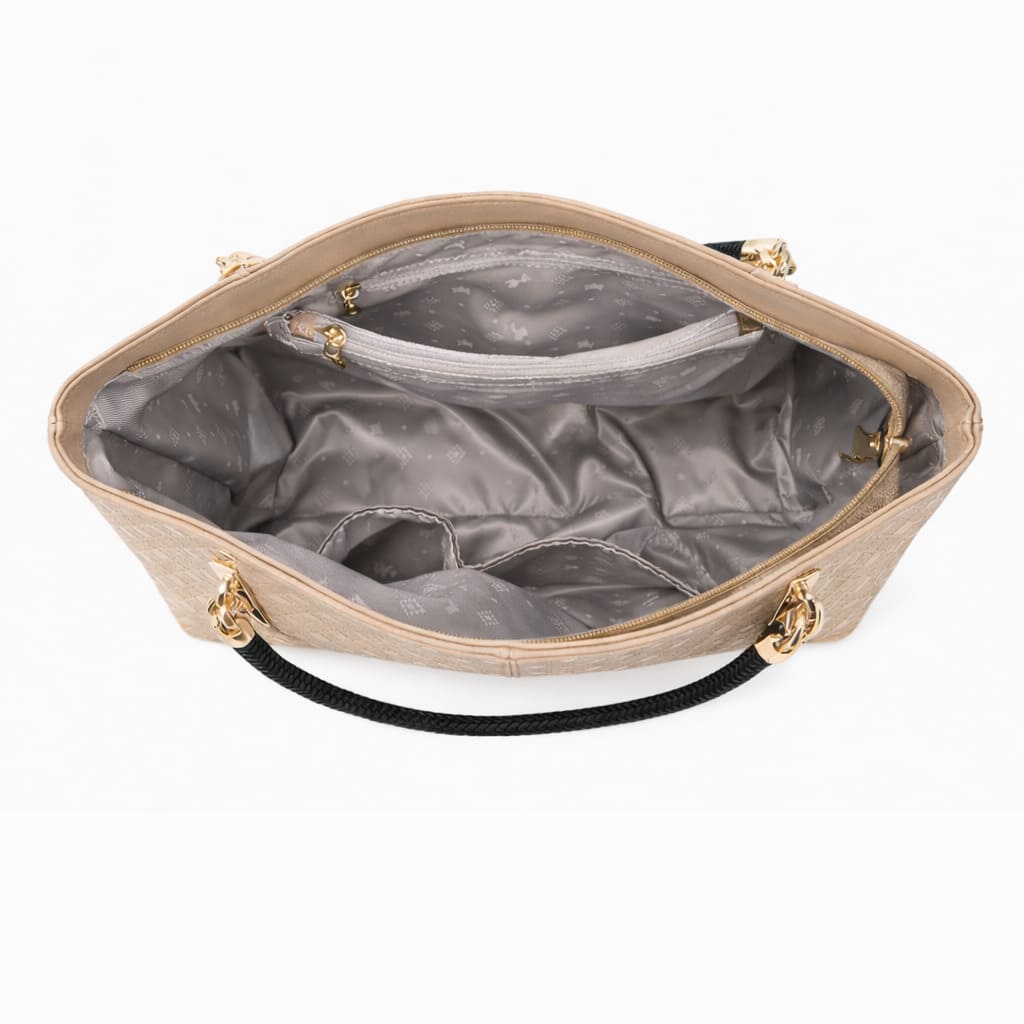 bolsa feminina grande  em couro espaçosa Velluto Beige