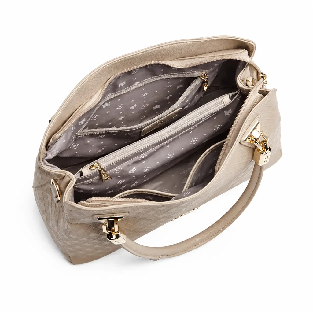 bolsa feminina media em couro Verona Beige