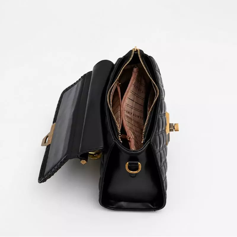 bolsa feminina  preta Auréline Paris de couro 
