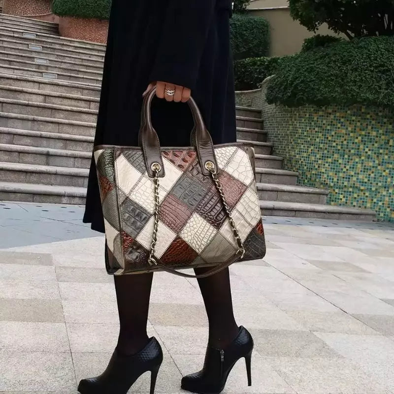bolsa feminina de mao em couro genuino