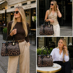 bolsa feminina de couro  Vittoria-Leopard  grande