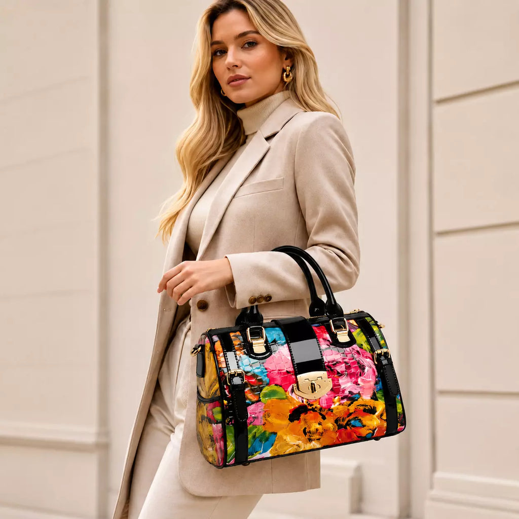bolsa feminina grande de couro genuino