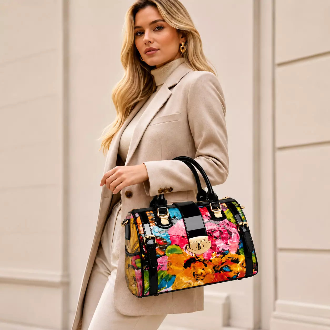 bolsa feminina grande de couro genuino
