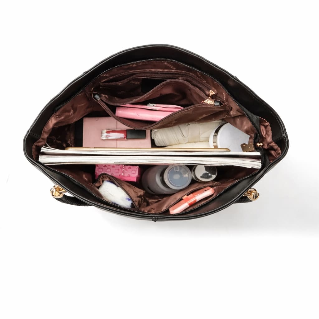 bolsa feminina grande de couro espaçosa 