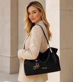 bolsa feminina de couro grande Essène Black 