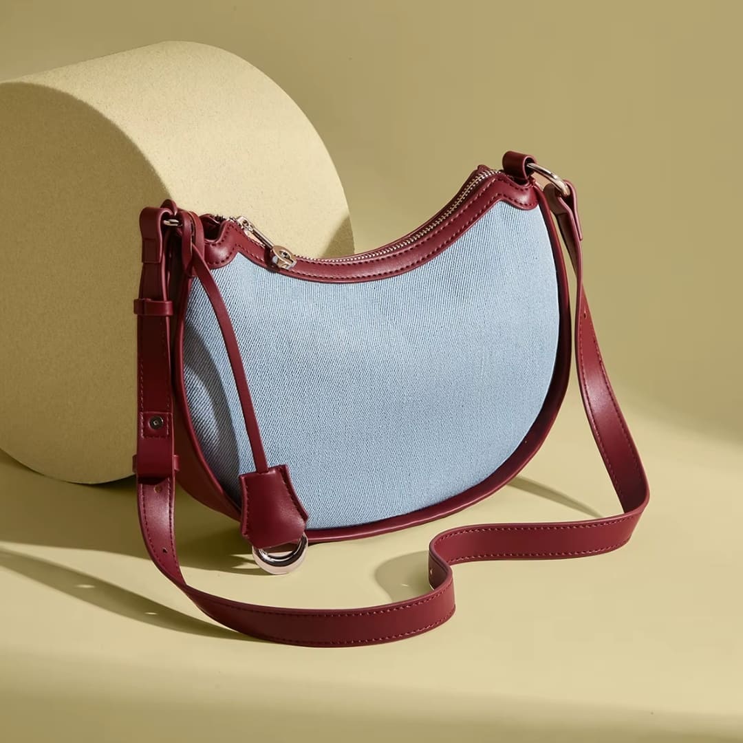 bolsa feminina pequena acabamento em couro