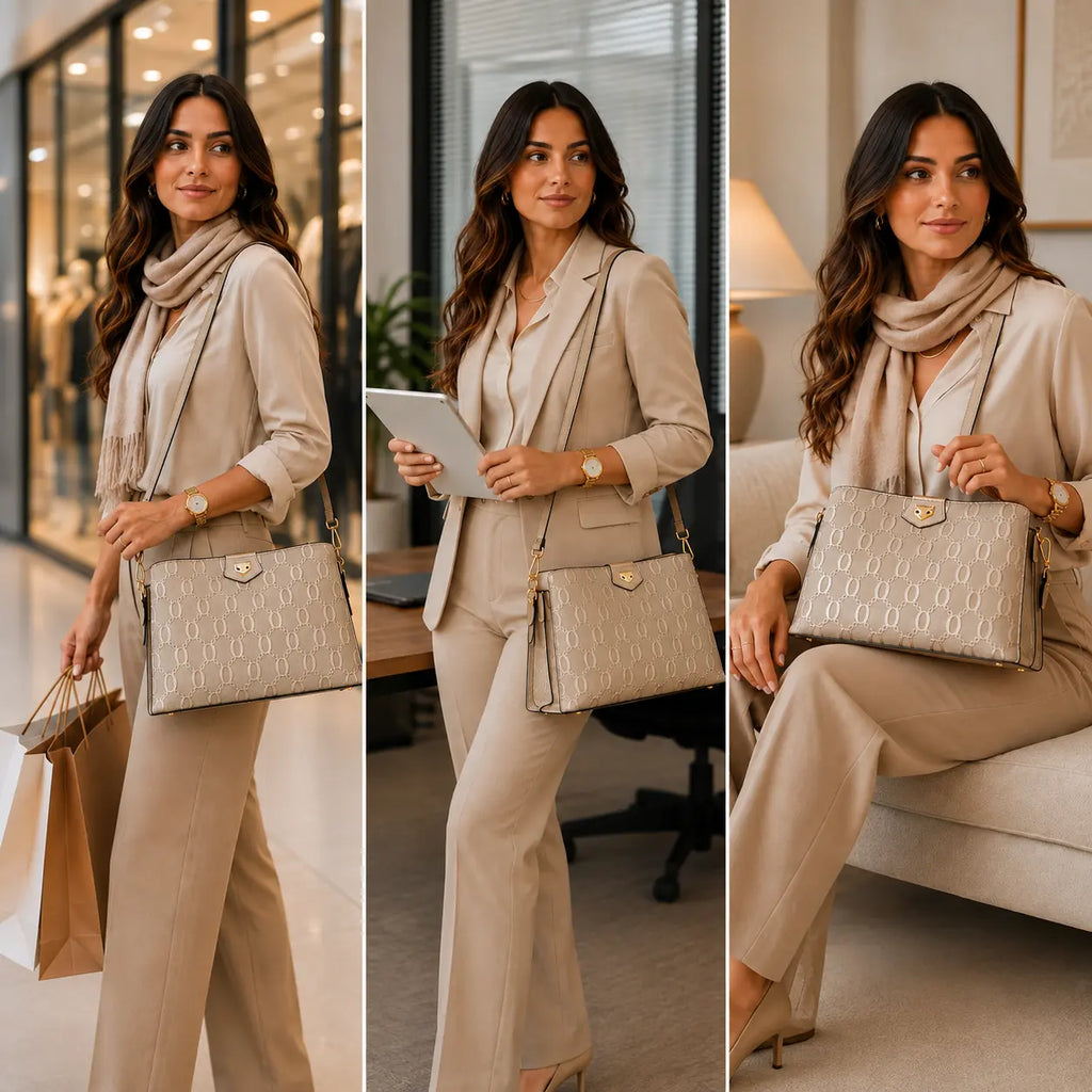 bolsa feminina media de couro elegante
