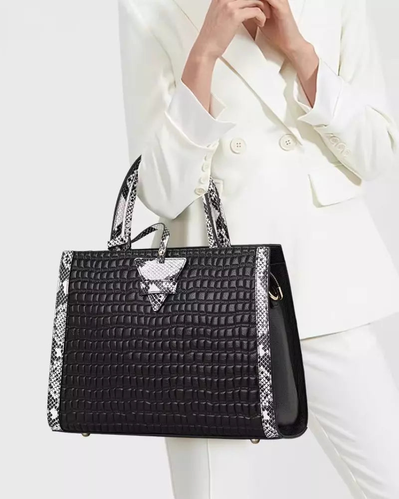 bolsa feminina de couro legitimo grande Varenne Black