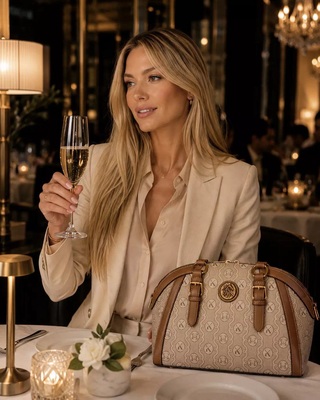 bolsa feminina de luxo Siena beige