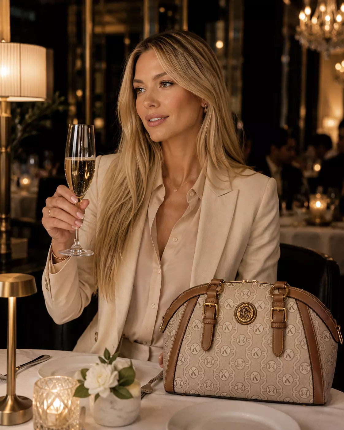 bolsa feminina de luxo Siena beige